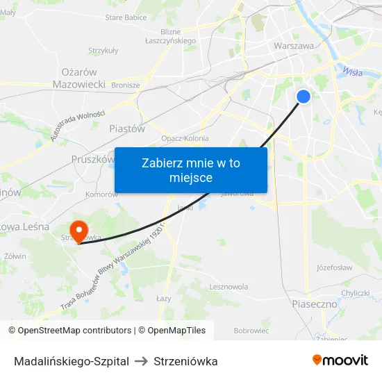 Madalińskiego - Szpital to Strzeniówka map