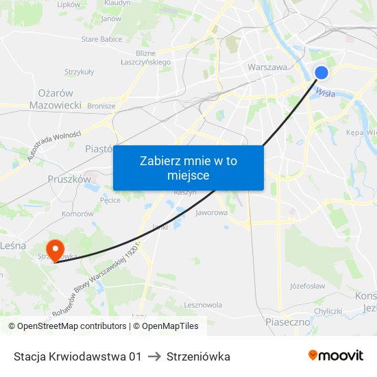 Stacja Krwiodawstwa 01 to Strzeniówka map