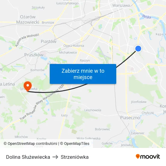 Dolina Służewiecka to Strzeniówka map