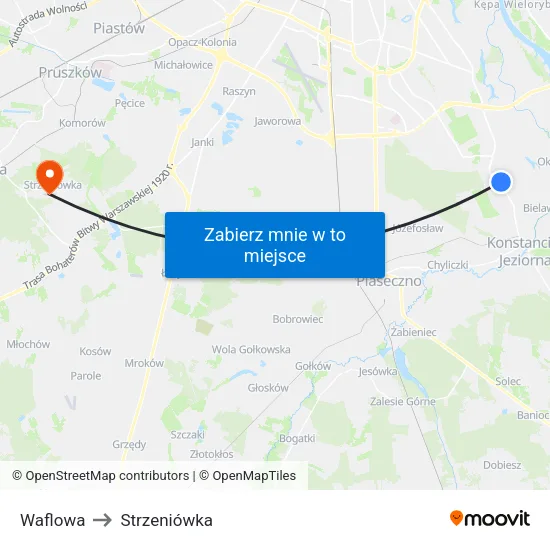 Waflowa to Strzeniówka map