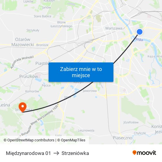 Międzynarodowa 01 to Strzeniówka map