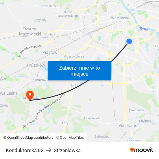 Konduktorska 02 to Strzeniówka map