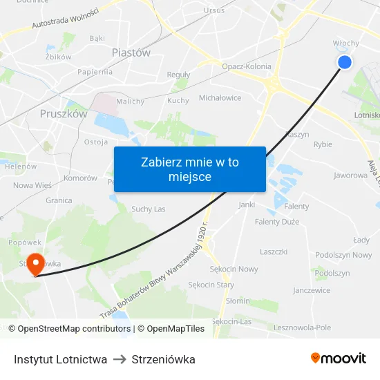 Instytut Lotnictwa to Strzeniówka map