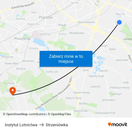 Instytut Lotnictwa to Strzeniówka map