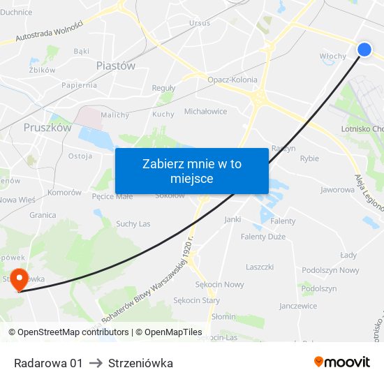 Radarowa 01 to Strzeniówka map