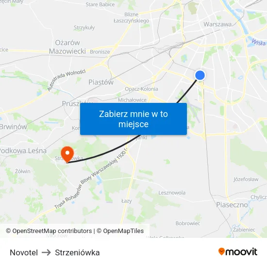 Novotel to Strzeniówka map