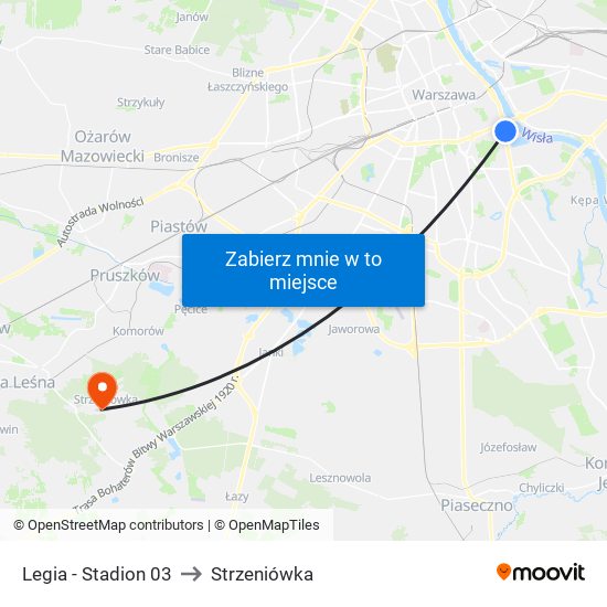 Legia - Stadion 03 to Strzeniówka map