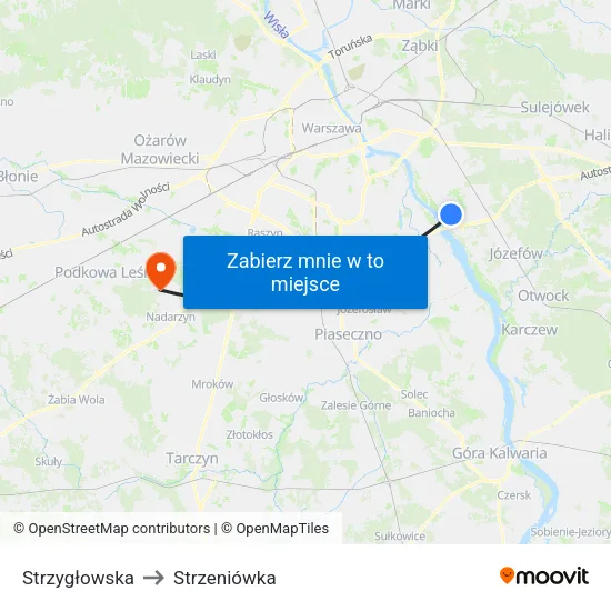 Strzygłowska to Strzeniówka map