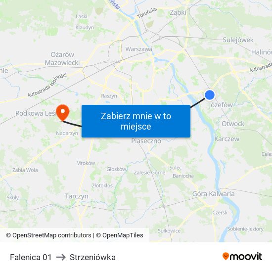 Falenica 01 to Strzeniówka map