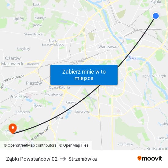 Ząbki Powstańców 02 to Strzeniówka map