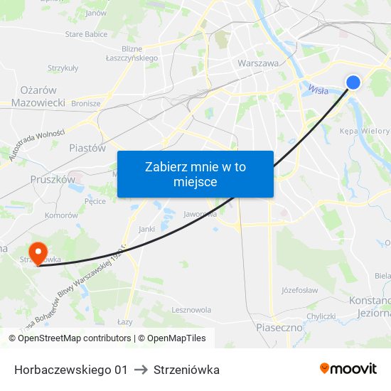 Horbaczewskiego to Strzeniówka map