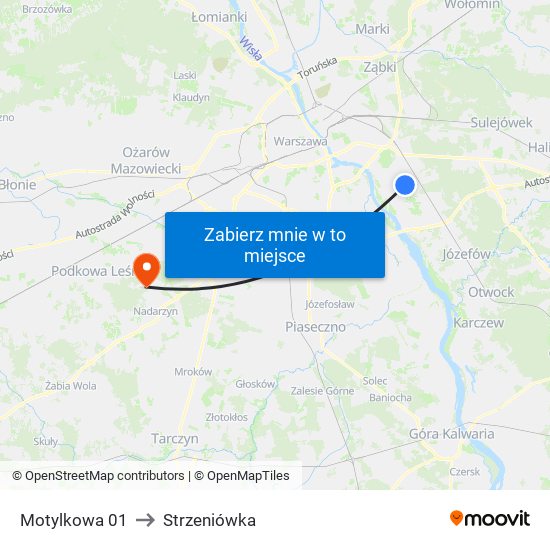 Motylkowa 01 to Strzeniówka map