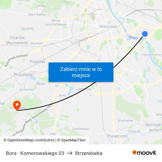 Bora - Komorowskiego 03 to Strzeniówka map