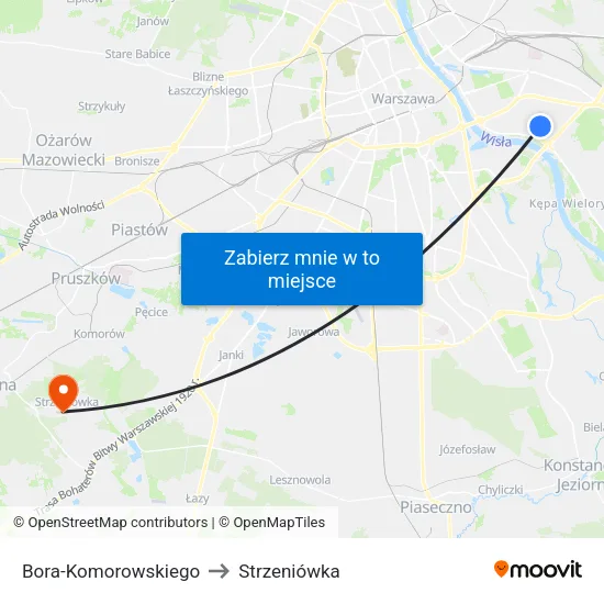 Bora - Komorowskiego to Strzeniówka map
