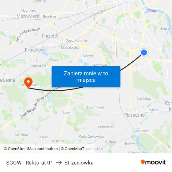 Sggw-Rektorat to Strzeniówka map