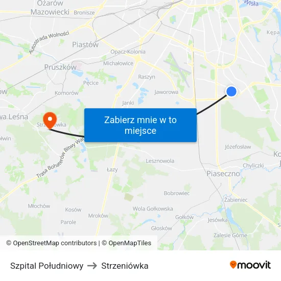 Szpital Południowy to Strzeniówka map