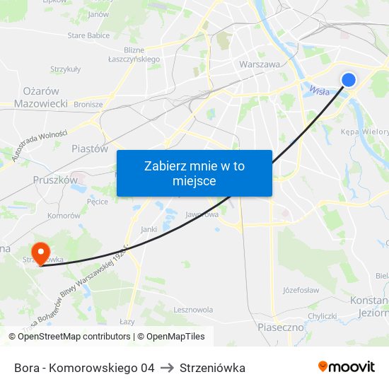 Bora - Komorowskiego 04 to Strzeniówka map