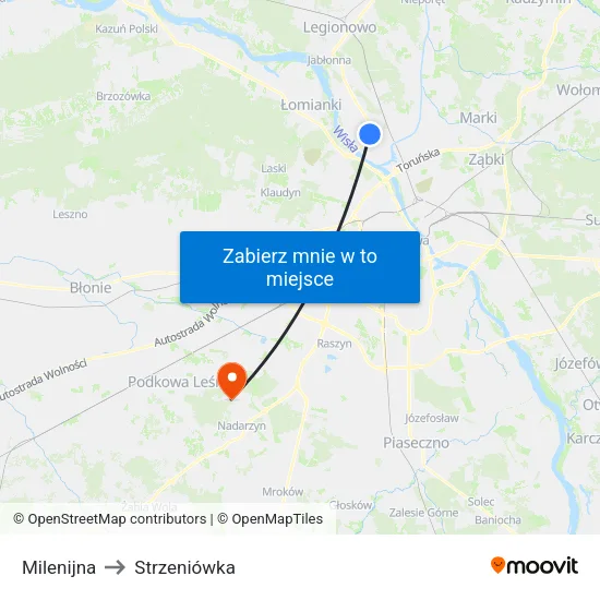Milenijna to Strzeniówka map