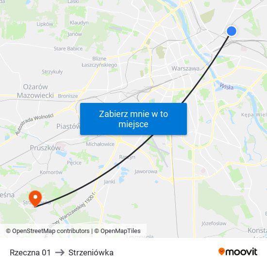 Rzeczna 01 to Strzeniówka map