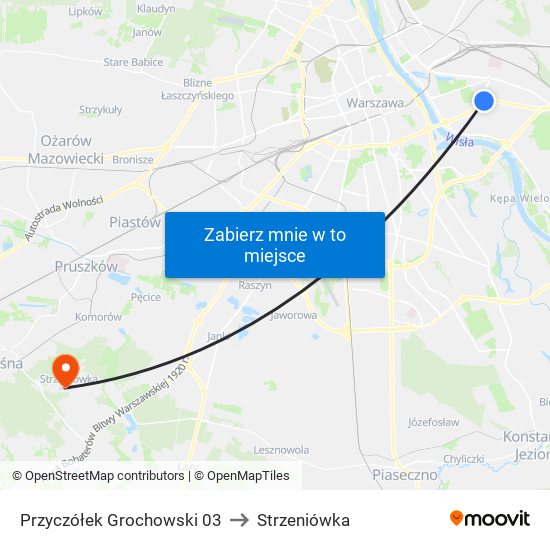 Przyczółek Grochowski to Strzeniówka map