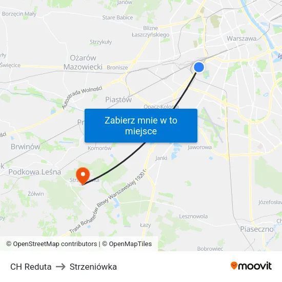 CH Reduta to Strzeniówka map