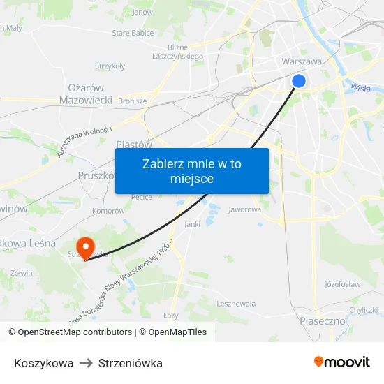 Koszykowa to Strzeniówka map