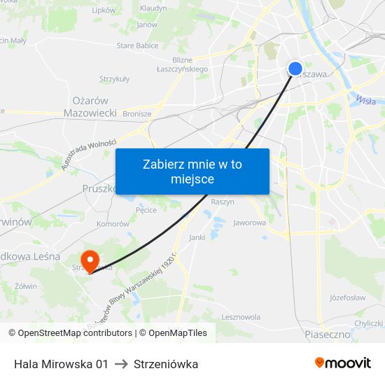 Hala Mirowska to Strzeniówka map