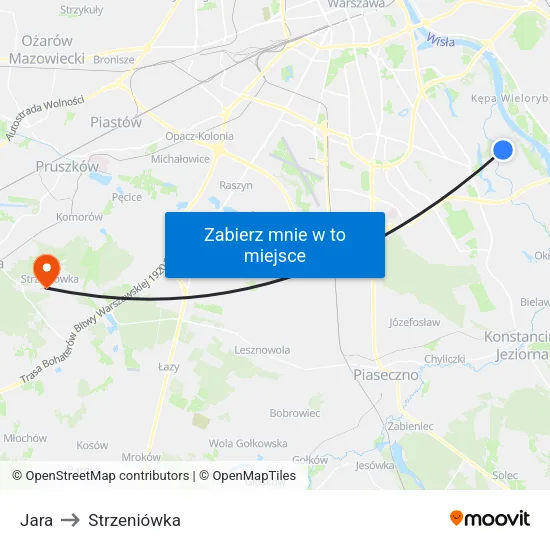 Jara to Strzeniówka map