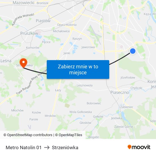 Metro Natolin 01 to Strzeniówka map