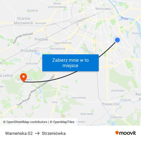 Warneńska to Strzeniówka map