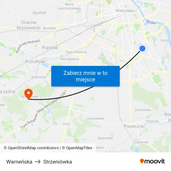 Warneńska to Strzeniówka map