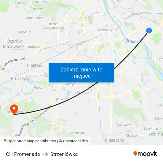 CH Promenada to Strzeniówka map