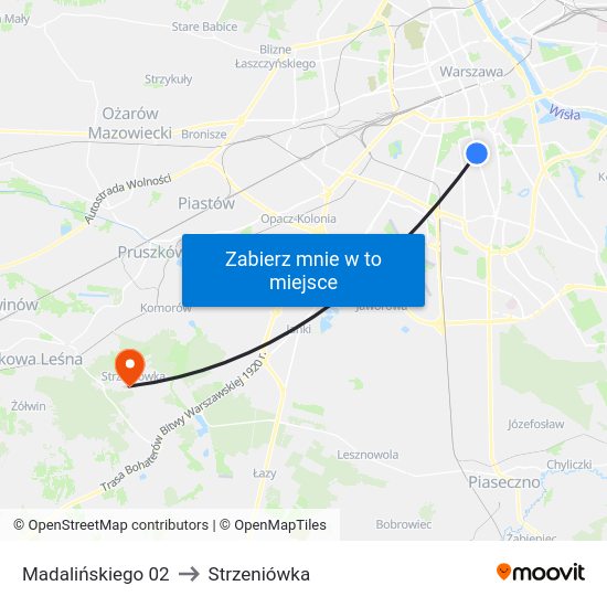 Madalińskiego 02 to Strzeniówka map