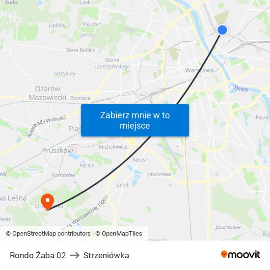 Rondo Żaba to Strzeniówka map