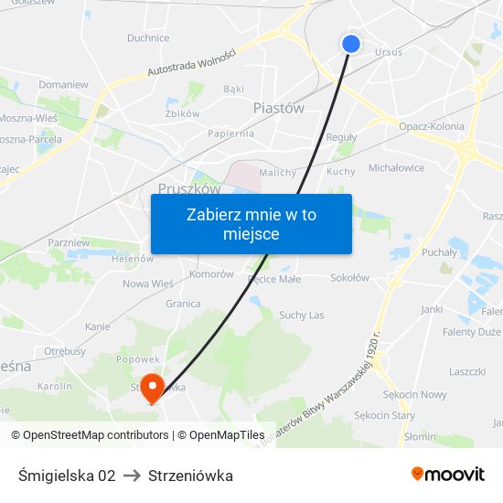 Śmigielska 02 to Strzeniówka map