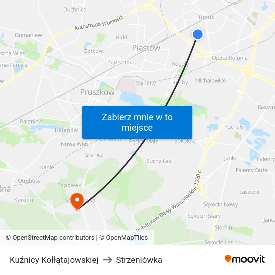 Kuźnicy Kołłątajowskiej to Strzeniówka map