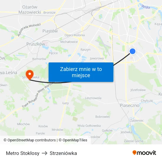Metro Stokłosy to Strzeniówka map