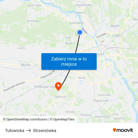 Tułowicka to Strzeniówka map