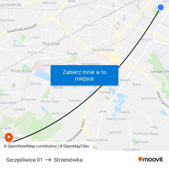 Szczęśliwice 01 to Strzeniówka map