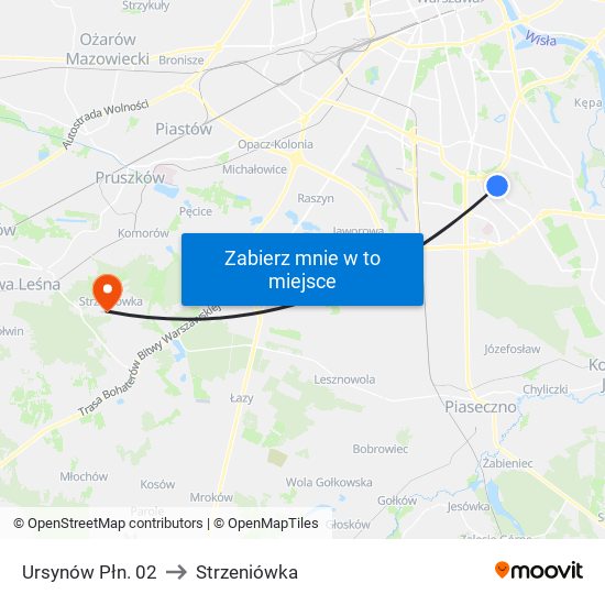 Ursynów Płn. 02 to Strzeniówka map