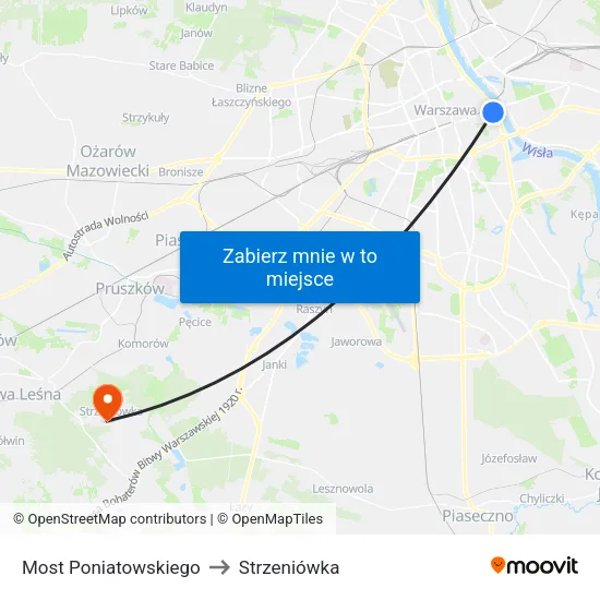 Most Poniatowskiego to Strzeniówka map