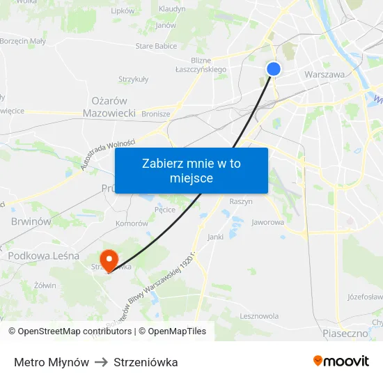 Metro Młynów to Strzeniówka map