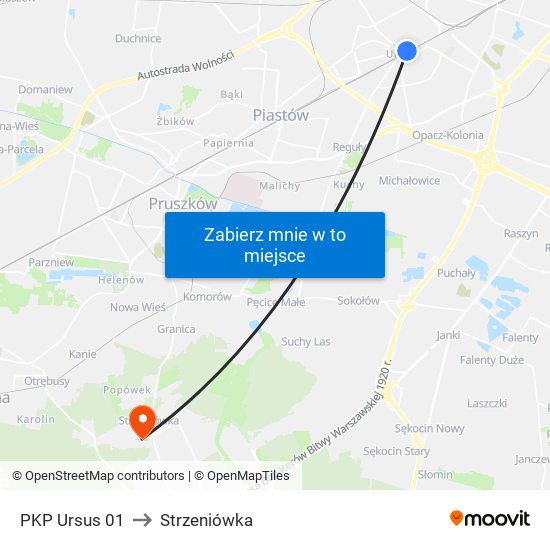 PKP Ursus 01 to Strzeniówka map