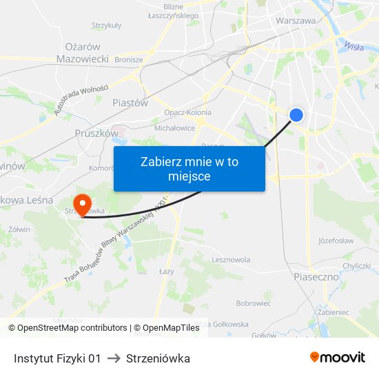 Instytut Fizyki to Strzeniówka map