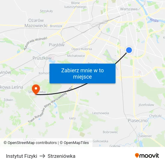 Instytut Fizyki to Strzeniówka map