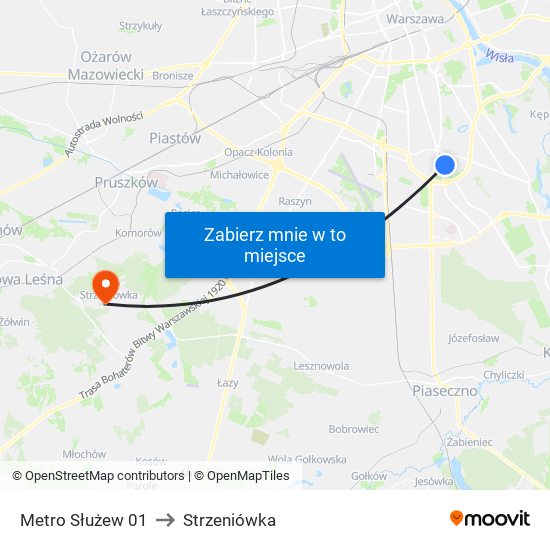 Metro Służew 01 to Strzeniówka map