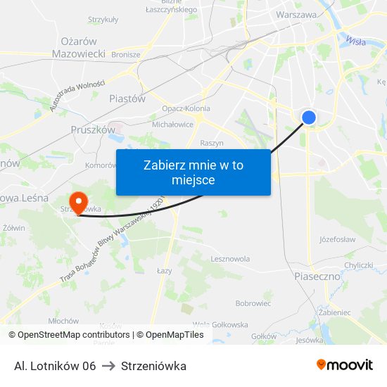 Al. Lotników 06 to Strzeniówka map