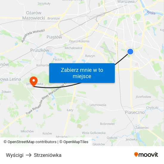 Wyścigi to Strzeniówka map