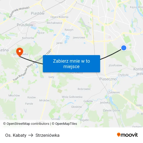 Os. Kabaty to Strzeniówka map