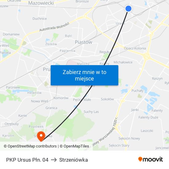 PKP Ursus Płn. 04 to Strzeniówka map